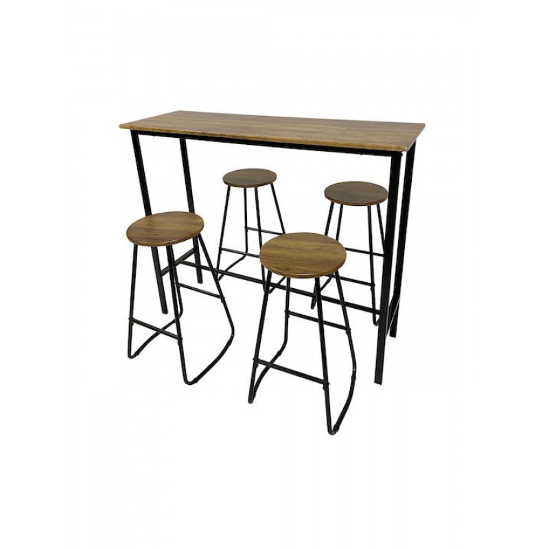 PUB Set Bar Τραπέζι + 4 Σκαμπό, Μέταλλο Βαφή Ανθρακί - Antique Brown Κωδικός: [Ε-00024212] ΕΜ9800